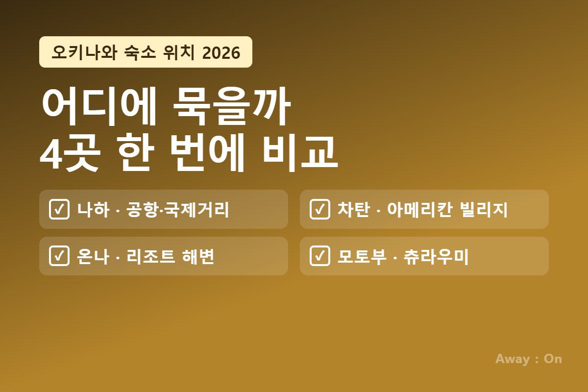 오키나와 숙소 위치 2026 &mdash; 나하&middot;차탄&middot;온나&middot;모토부 4곳 비교
