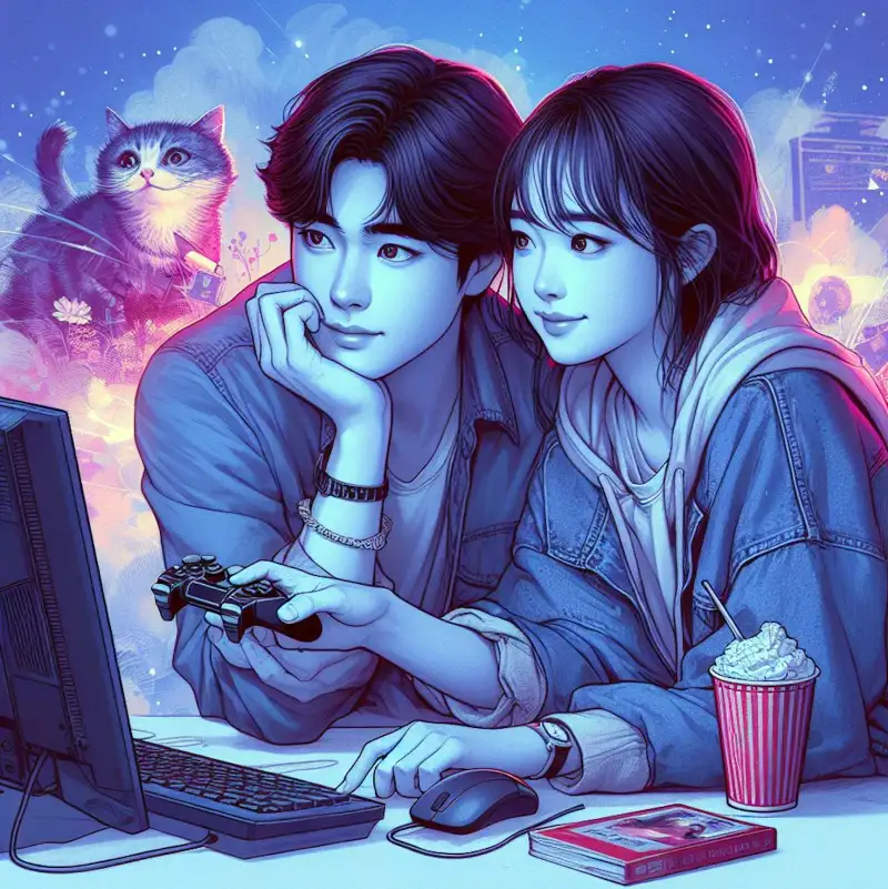 프클플러스로-영화-시청하는-커플의-모습