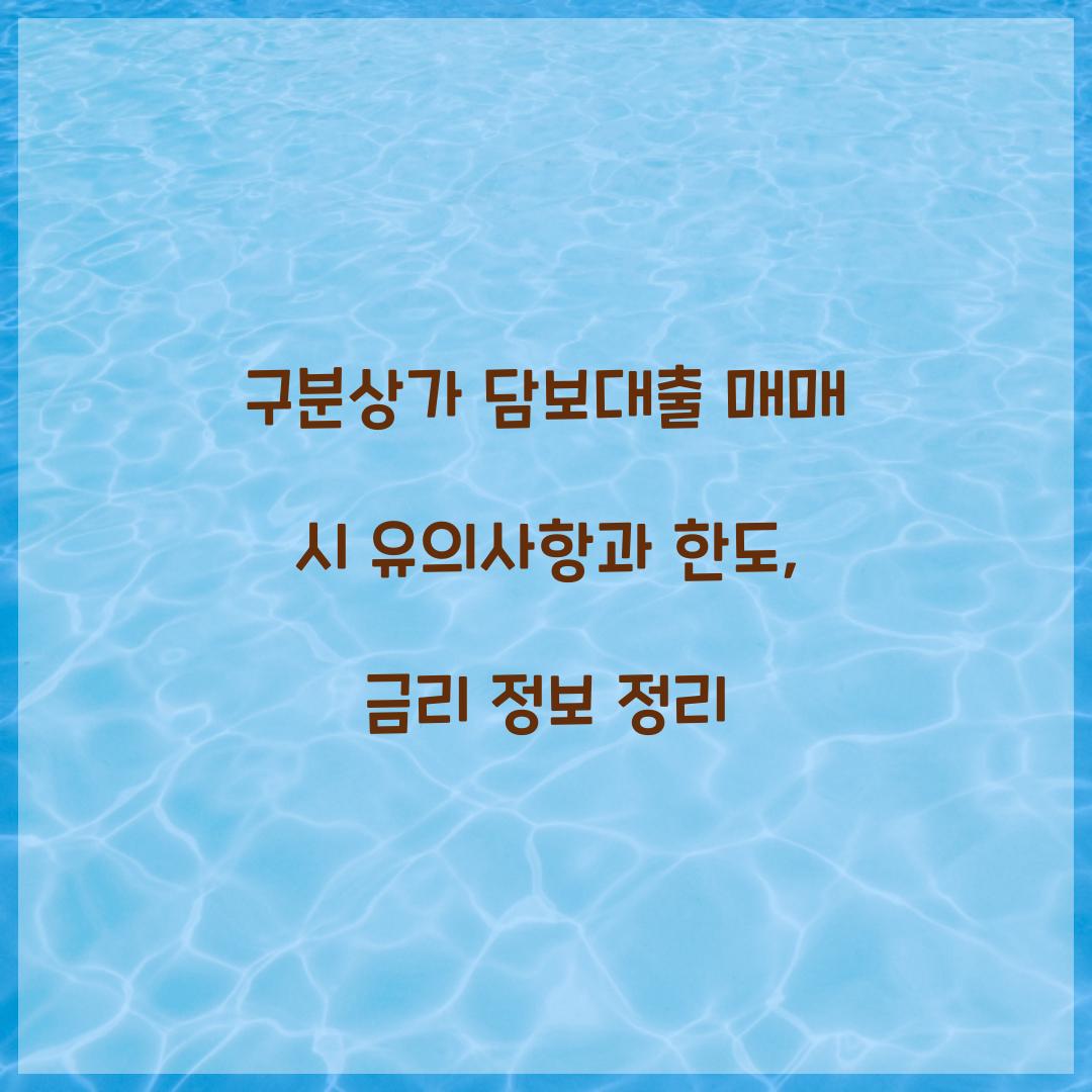 구분상가 담보대출