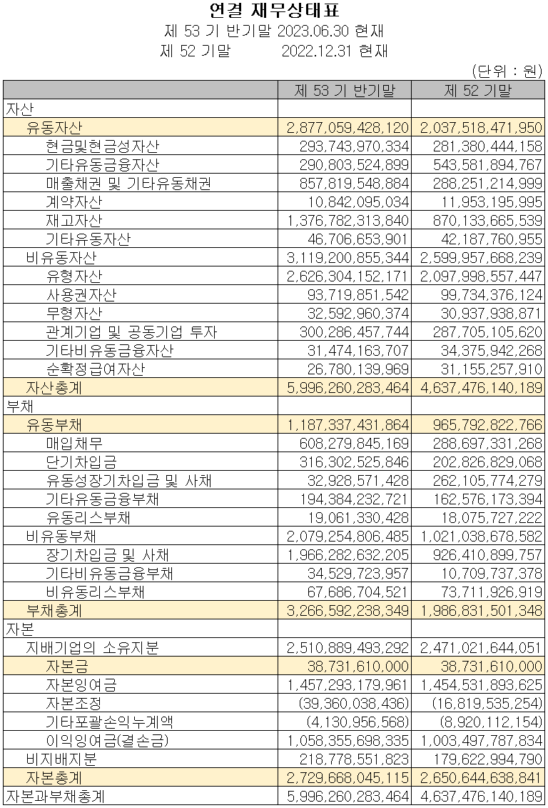 포스코퓨처엠 - 재무상태표