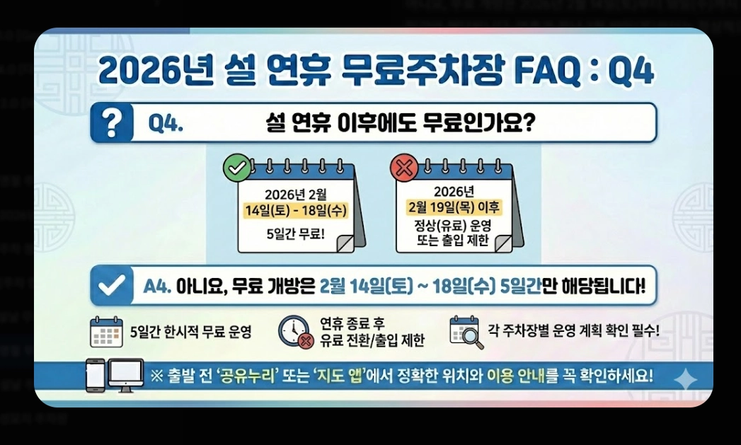 명절 무료주차장 확인(2026년, 설 연휴, 개방 현황)(+ 조회 방법)