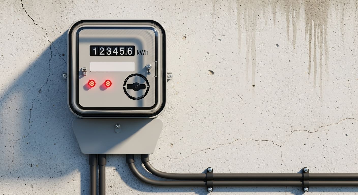 전력 사용량을 기록하는 전기 계량기 모습