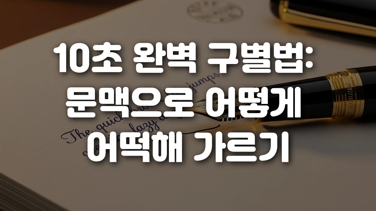 10초 완벽 구별법 문맥으로 어떻게 어떡해 가르기