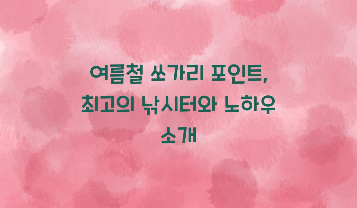 여름철 쏘가리 포인트