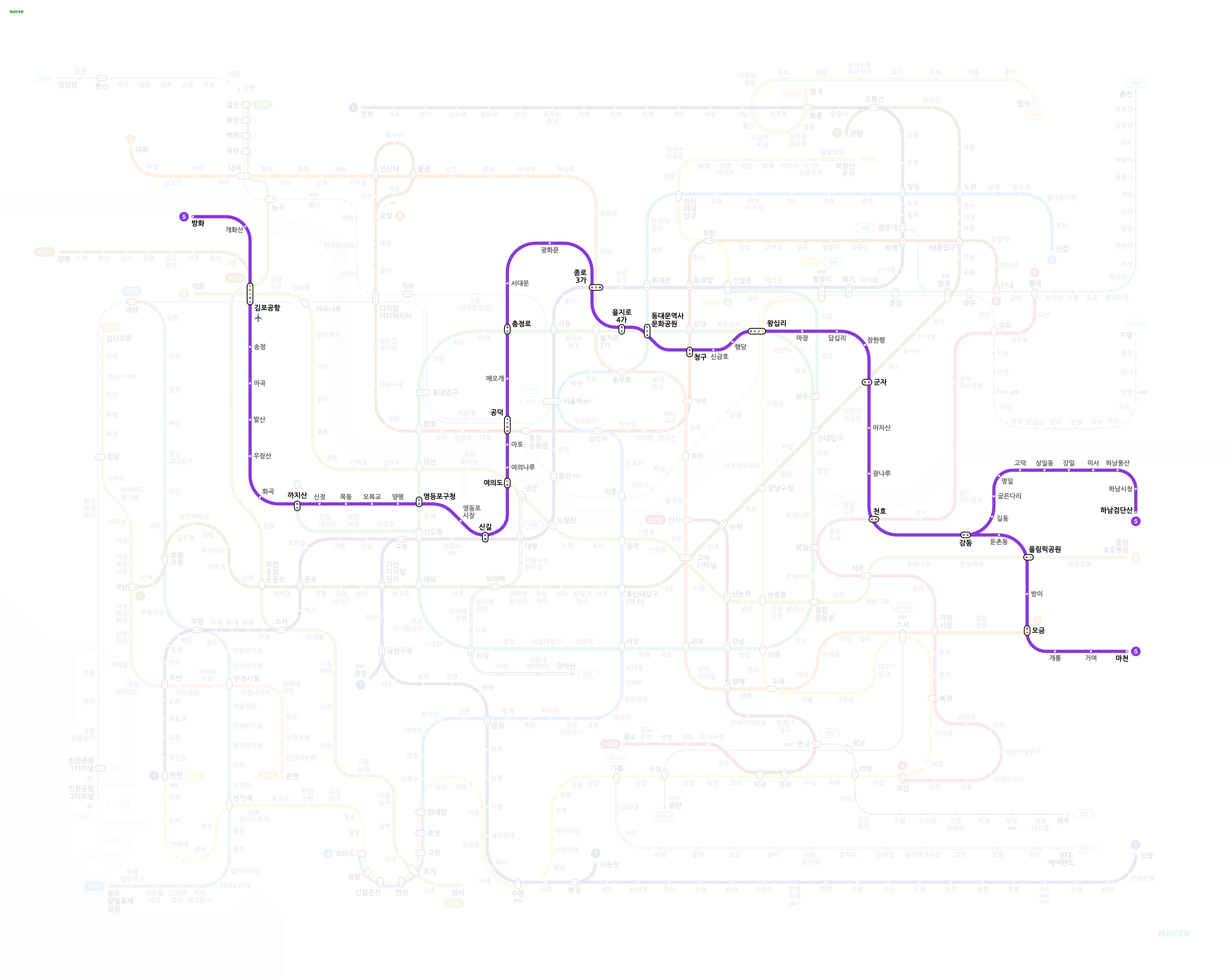 서울 지하철 5호선 노선도 크게보기