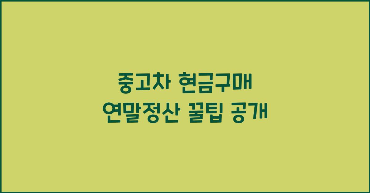 중고차 현금구매 연말정산