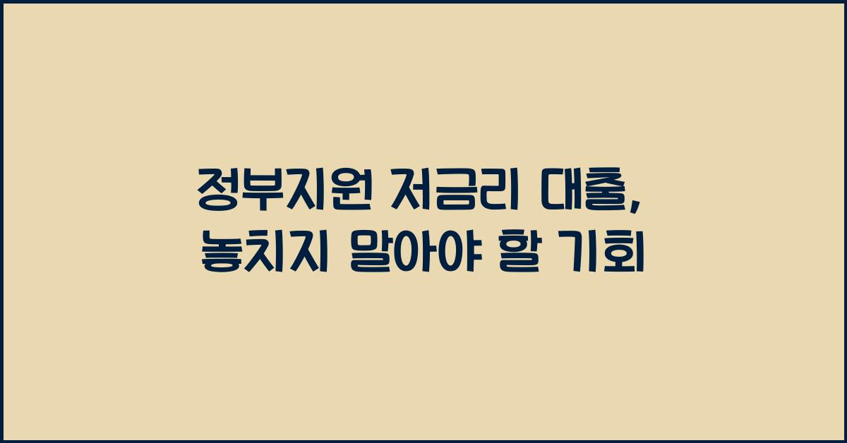 정부지원 저금리 대출