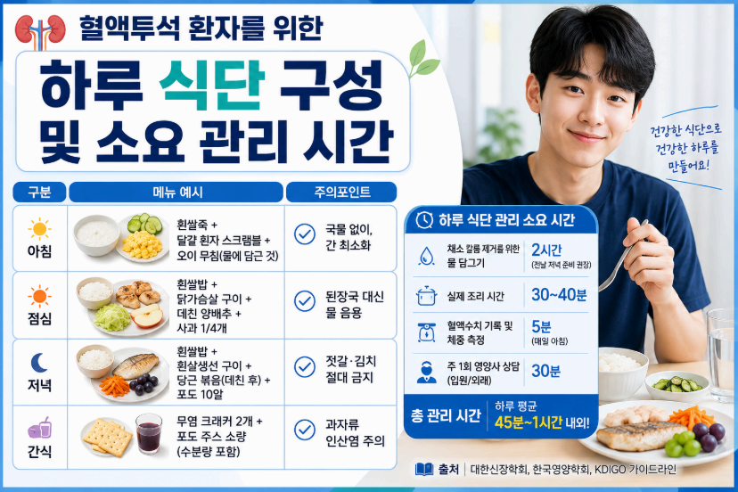 하루식단 구성 및 소요 관리 시간 이미지사진