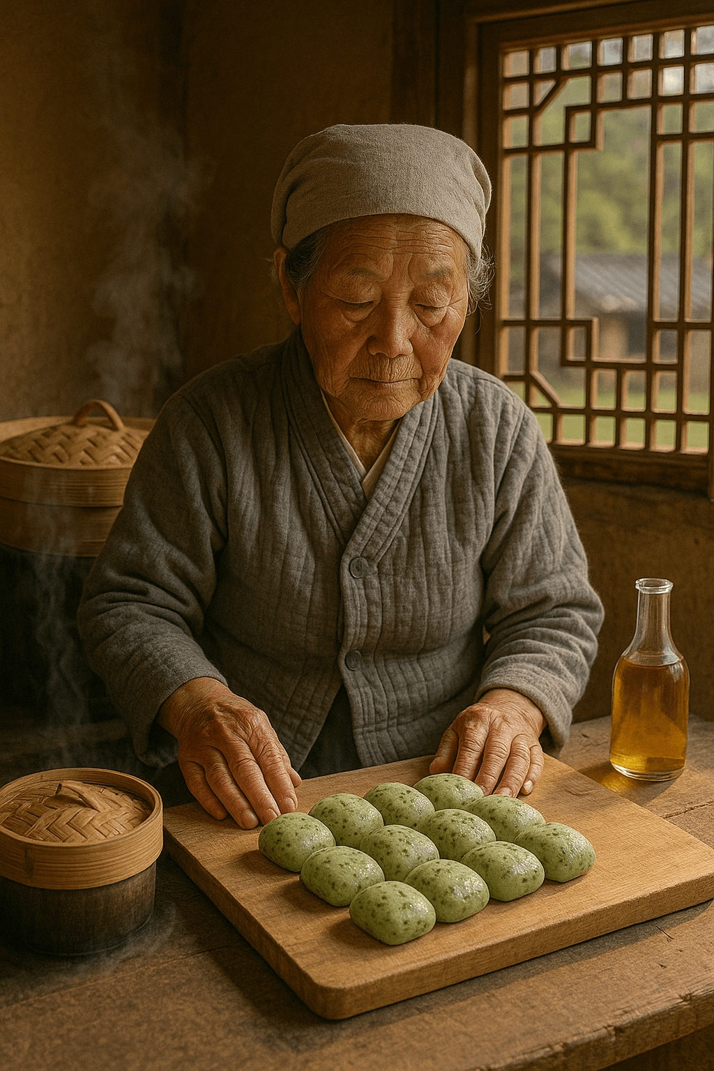 경남 함양의 산중 마을에서 먹던 토종 다래잎 찰떡