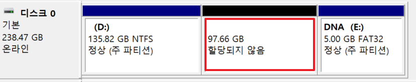 할당되지 않은 공간
