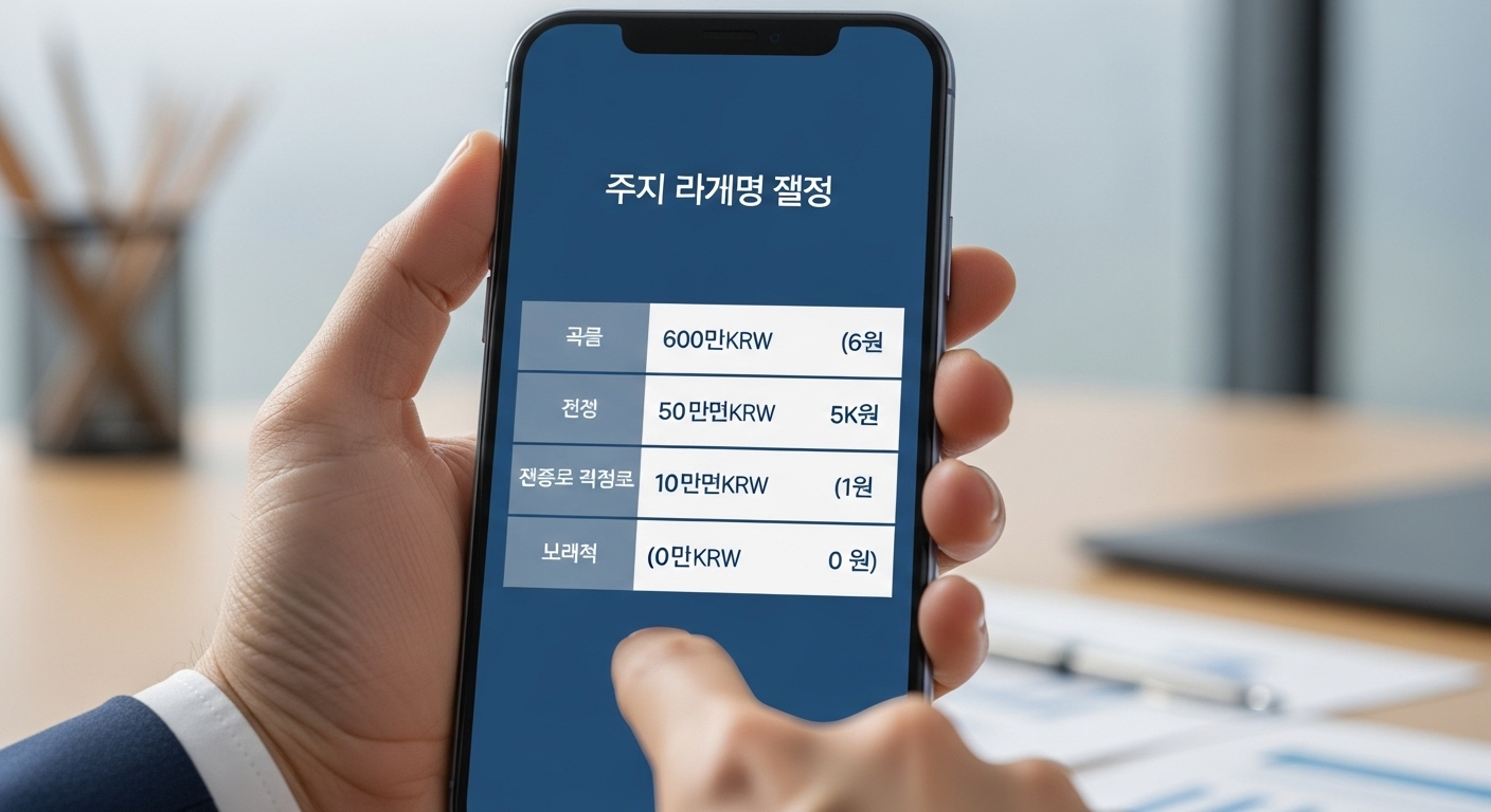 스마트폰으로 증여재산공제 한도를 확인하는 모습