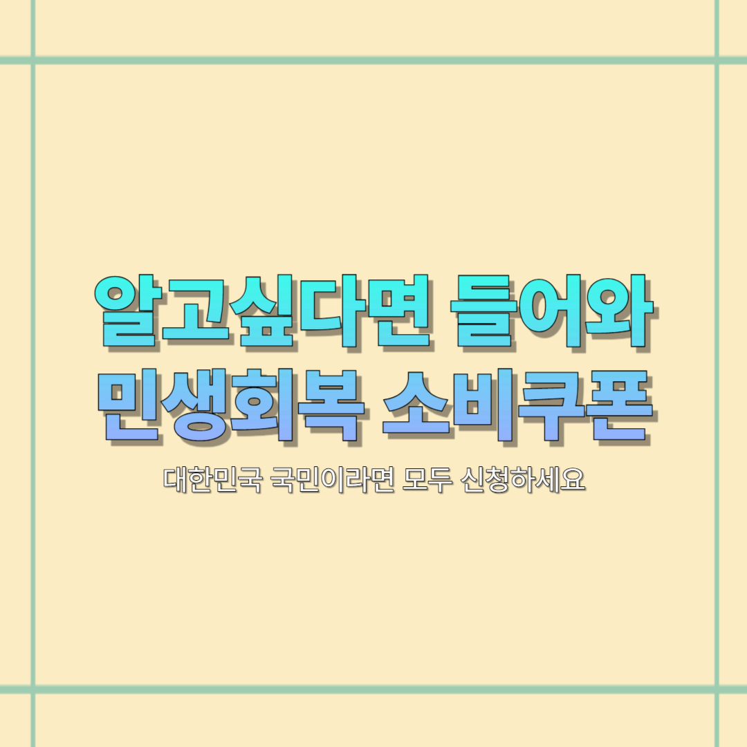 대한민국 국민이라면 꼭 신청하세요!! 민생회복 소비쿠폰