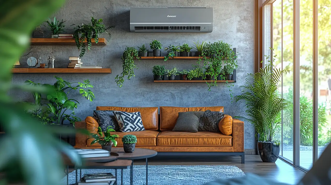 캐리어 에어컨이 집안 여러 위치에 설치되어 보여주는 이미지로, 클래식한 외관과 뛰어난 적응력이 돋보입니다. 실용적인 가정용 솔루션을 위한 선택입니다.