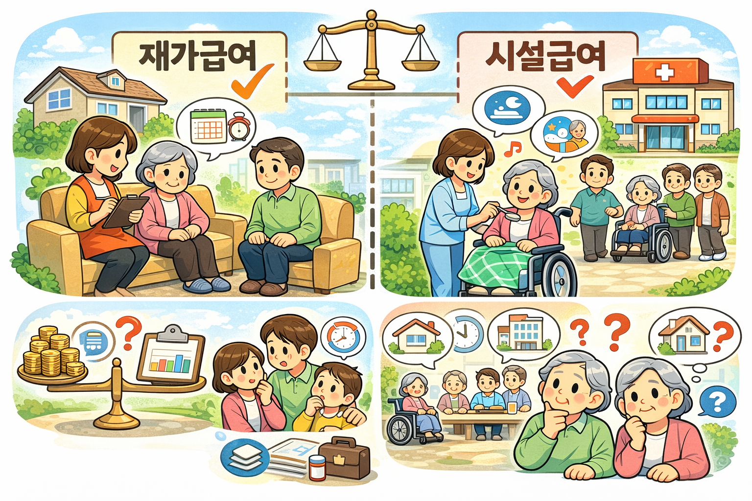 재가급여와 시설급여 차이점 비교 정리