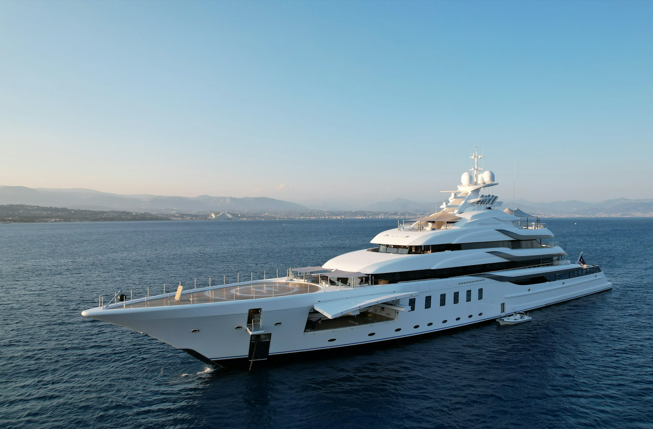 An Ultra Luxury Yacht Sailing through the Mediterranean Sea