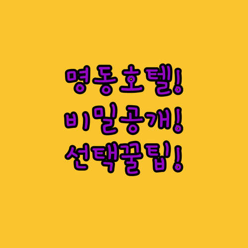 명동 호텔 선택의 비밀 이제 알려드립..