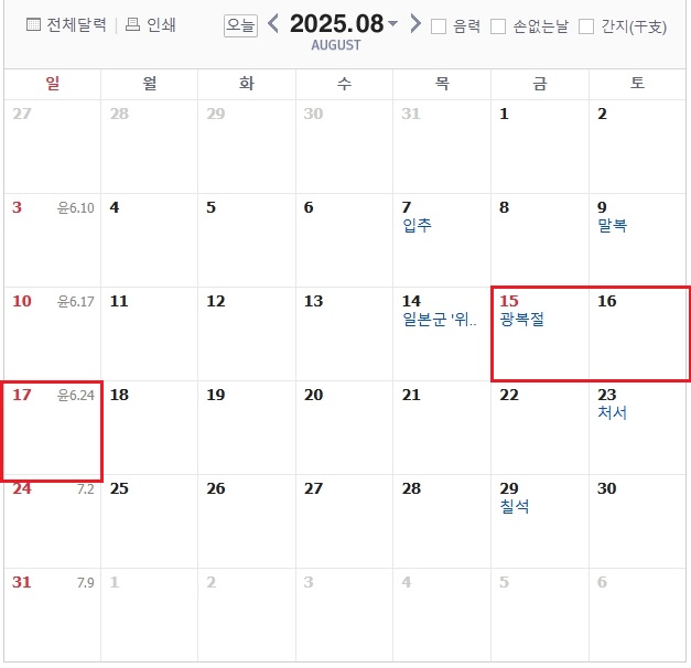 2025년 황금연휴