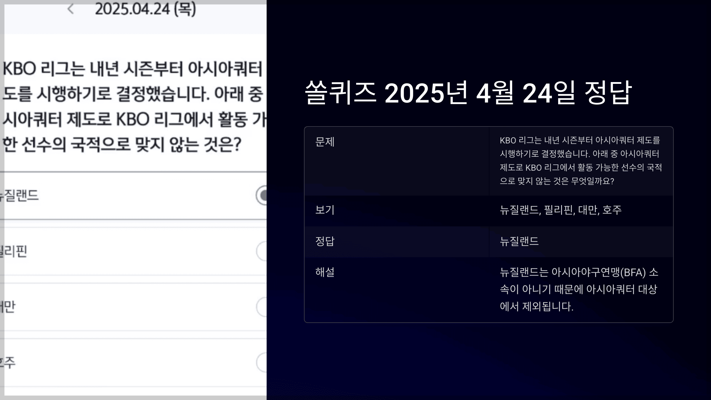 쏠퀴즈 2025년 4월 24일 문제 및 정답