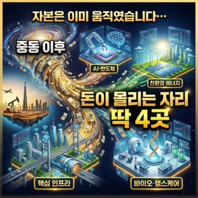 자본은 이미 움직였습니다&hellip; 중동 이후 돈이 몰리는 자리 딱 4곳