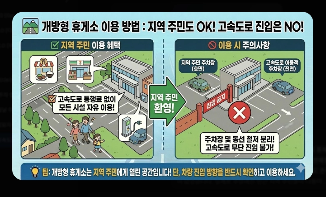 고속도로 휴게소 주차(2026년, 기본 규정, 안내 시스템)(+ 개방형 휴게소)