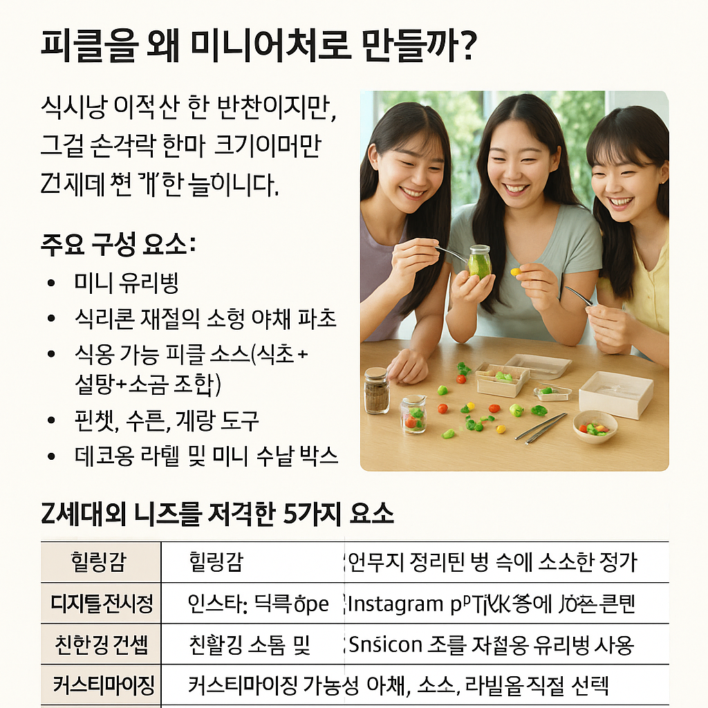 미니 피클 키트를 조립하고 있는 Z세대