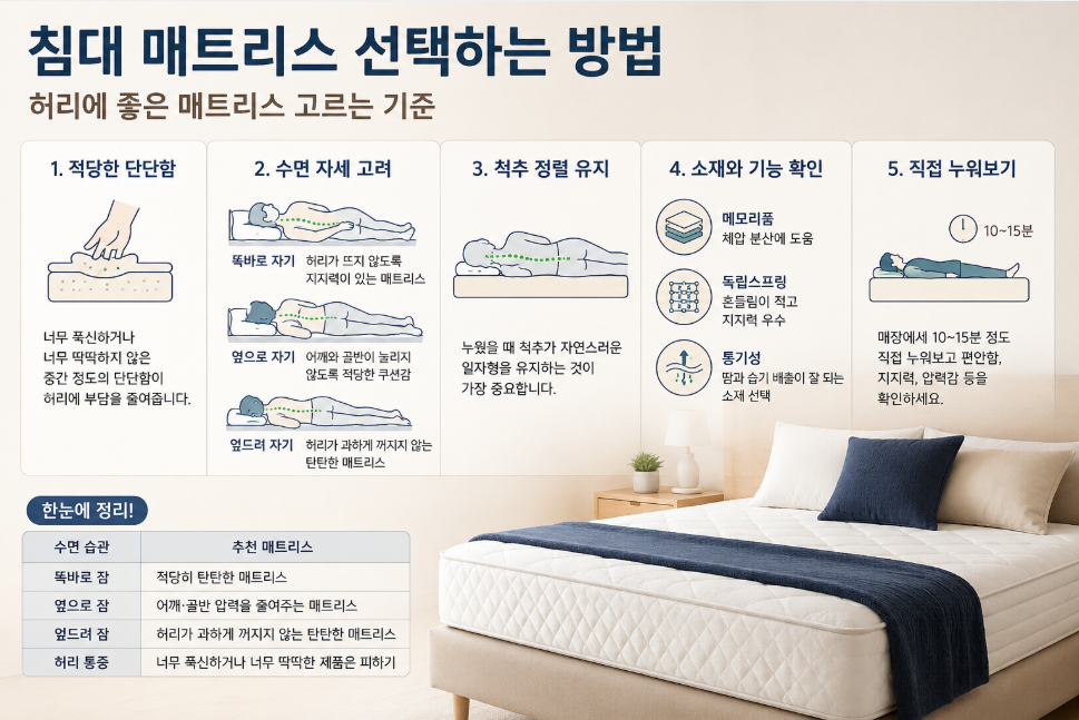 침대 매트리스 선택하는 방법|허리에 좋은 매트리스 고르는 기준