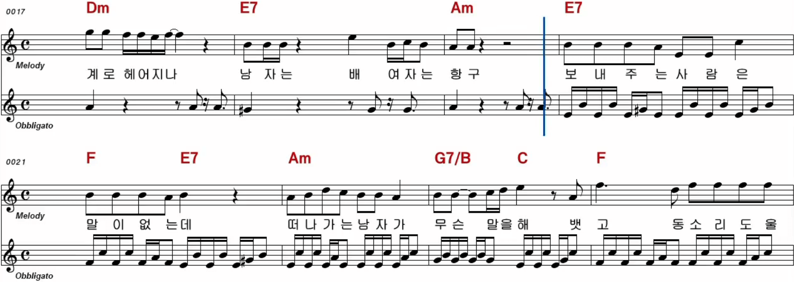 박상철 항구의 남자 악보