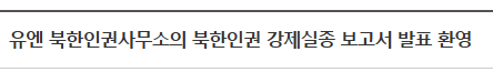 유엔 북한인권사무소의 북한인권 강제실종 보고서 발표 환영