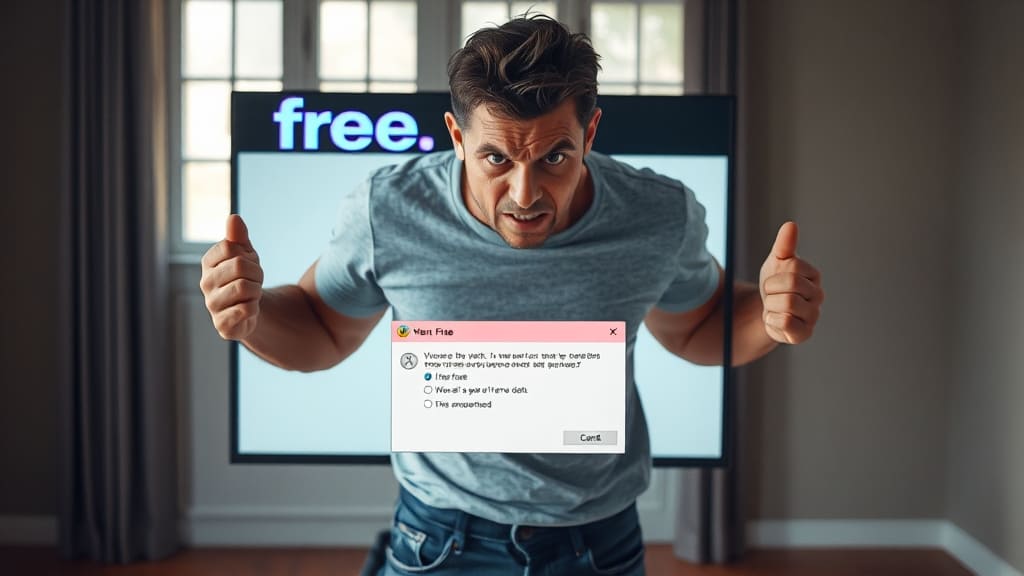 v3 lite에 나오는 팝업광고에 화가 난 남자
