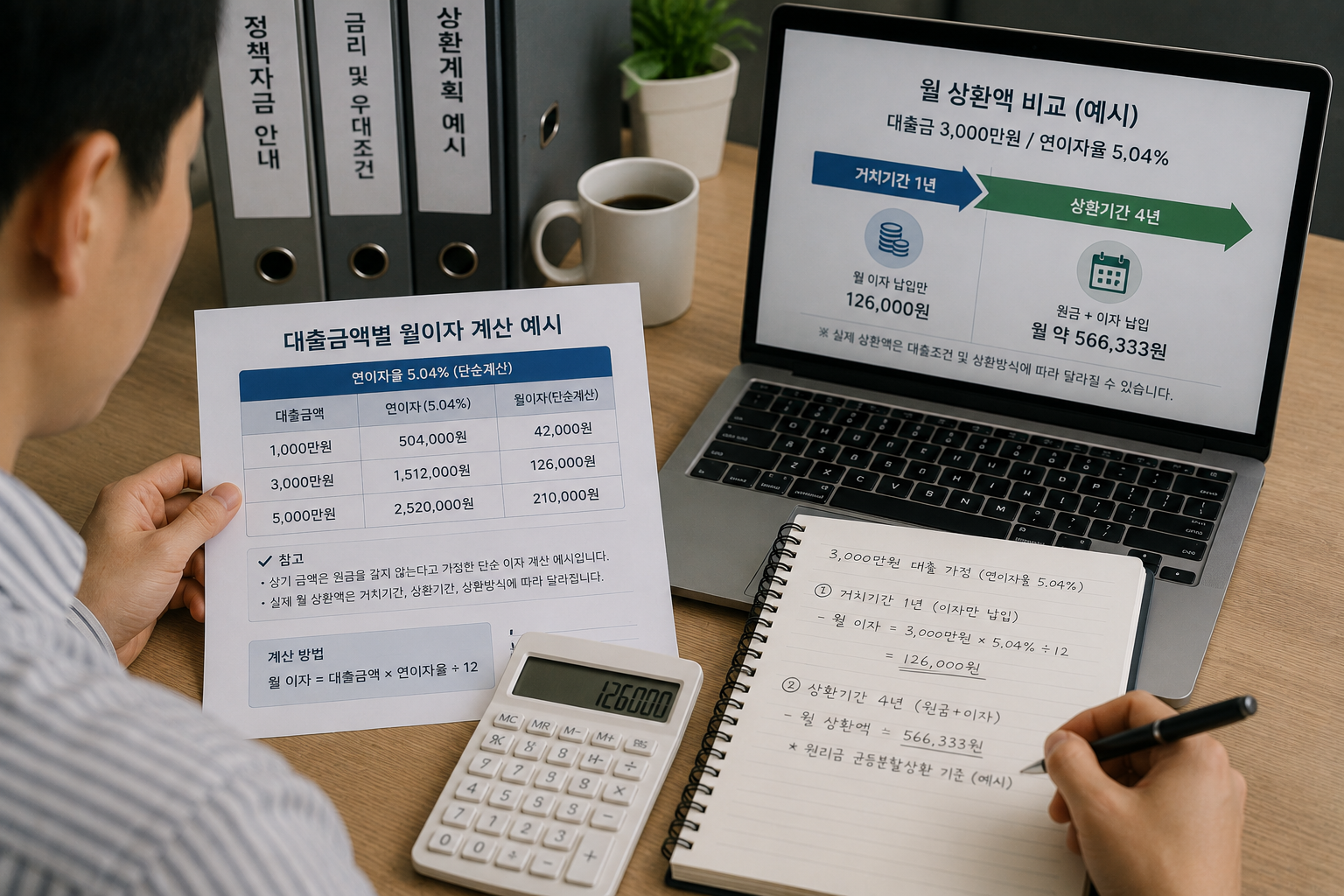 대출 이자 계산 업무 풍경