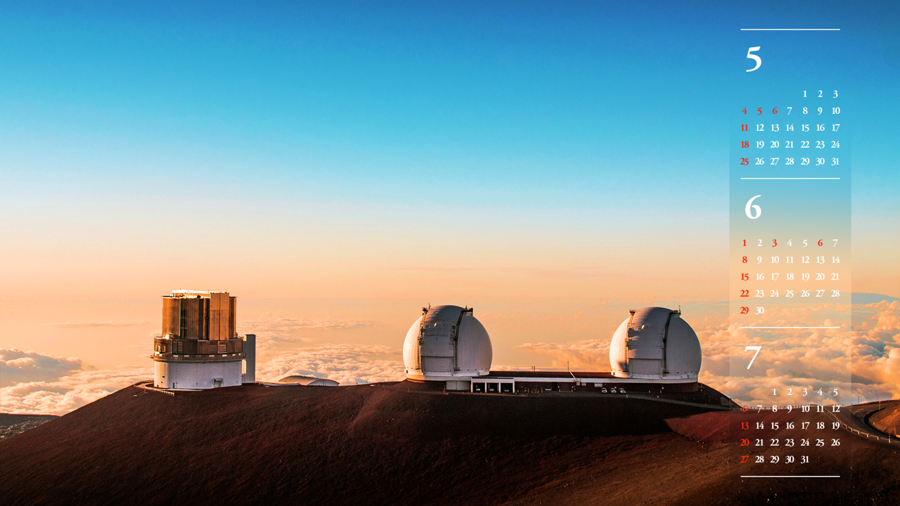 05 노을과 마우나케아 천문대 확대 B - 2025년6월 노트북배경화면