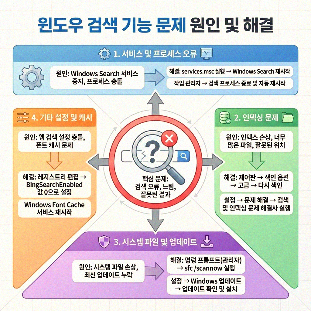 윈도우 검색 오류 윈도우 인덱스 재설정 완벽 가이드