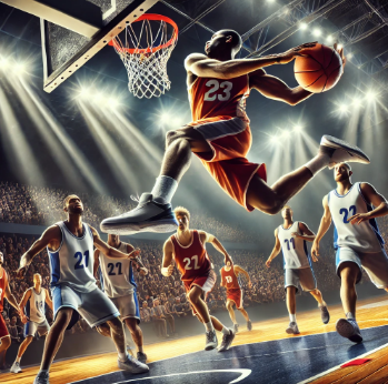 역동적인 농구 경기 장면