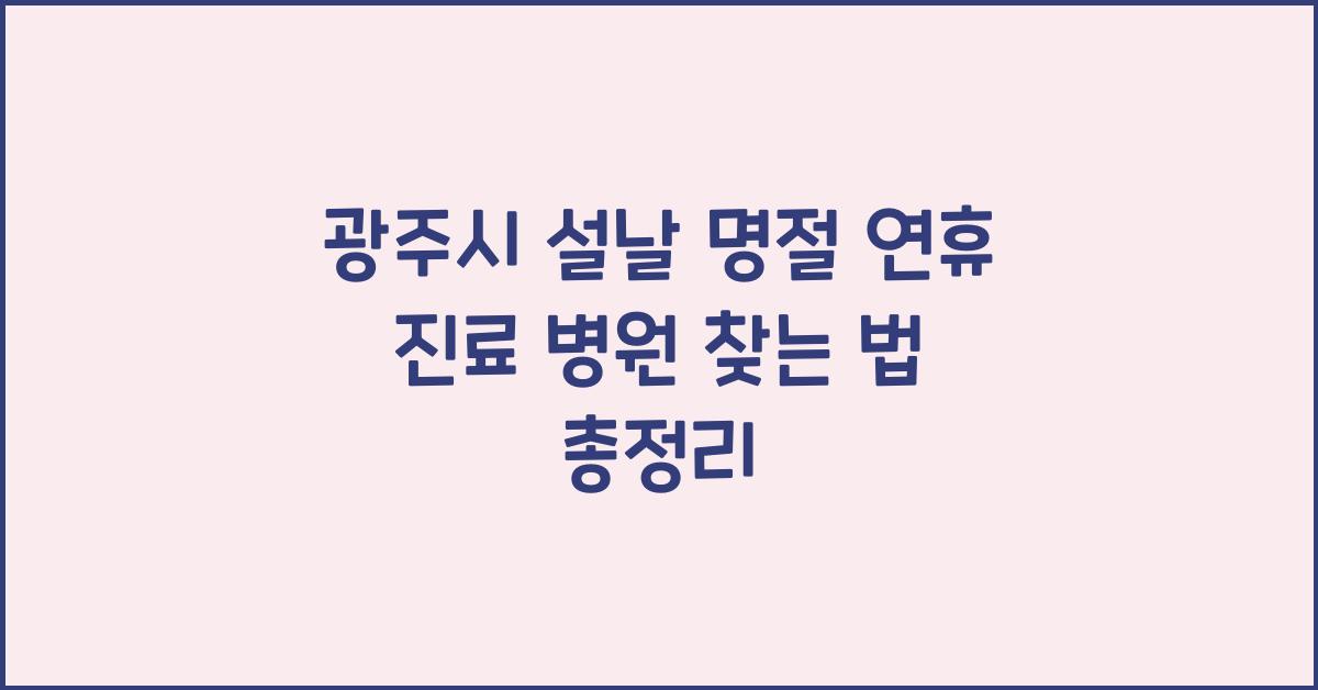 광주시 설날 명절 연휴 진료 병원 찾는 법