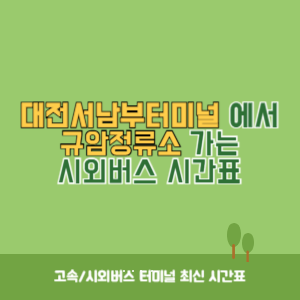 대전서남부터미널에서 규암정류소 가는 시외버스 시간표 최신정보