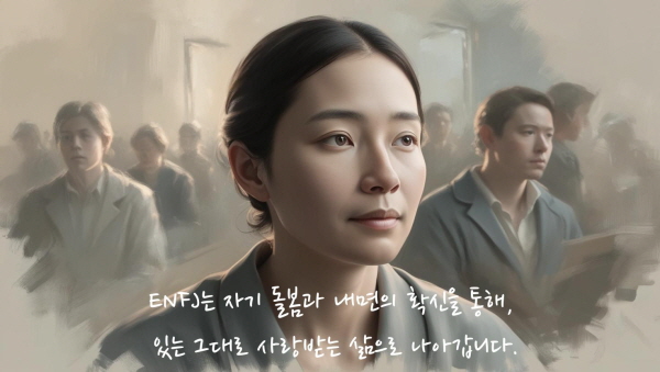 ENFJ는 자기 돌봄과 내면의 확신을 통해, 있는 그대로 사랑받는 삶으로 나아갑니다에 관한 그림