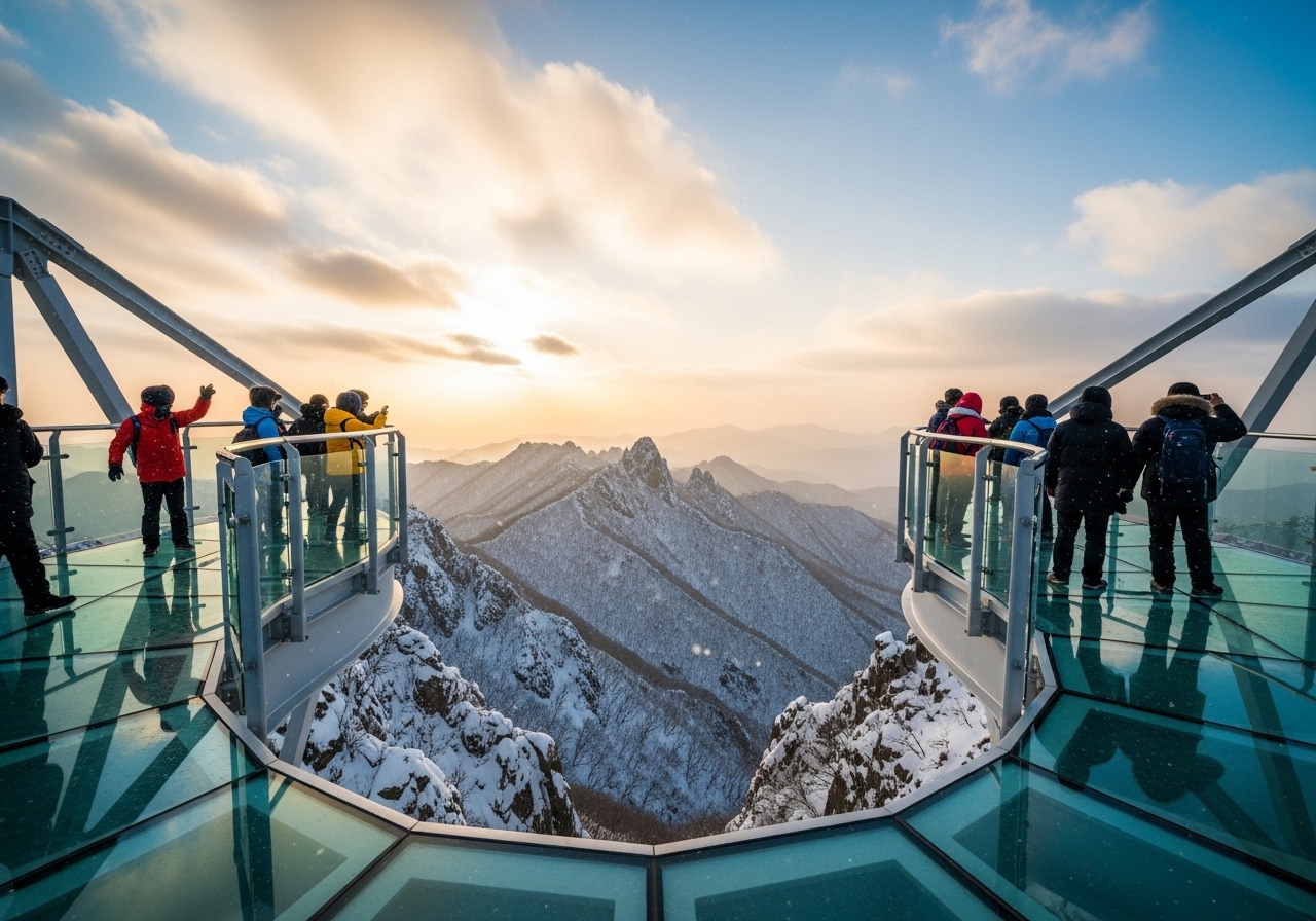 평창 발왕산 기 스카이워크에서 내려다본 설경