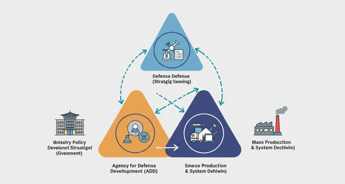 정부&amp;#44; ADD&amp;#44; 산업체의 삼각체계도