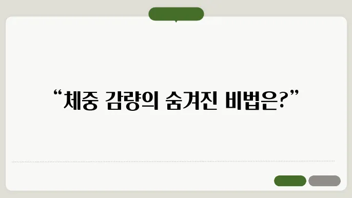 체중 감소를 위한 운동 전략 형태