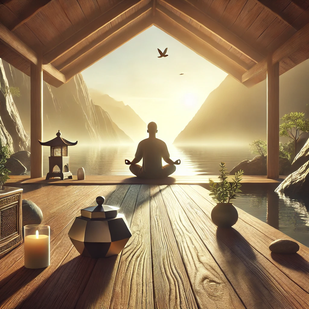 명상을 하며 휴식을 취하는 사람