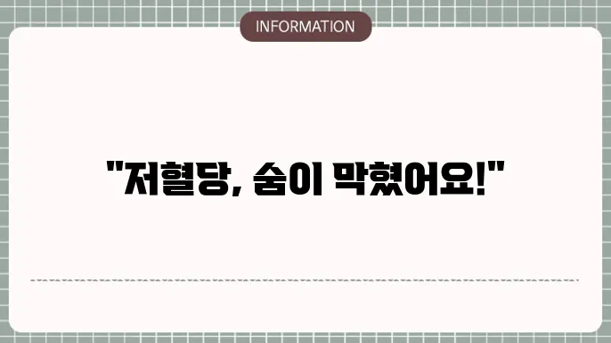 저혈당 증상 시 당 섭취 후기