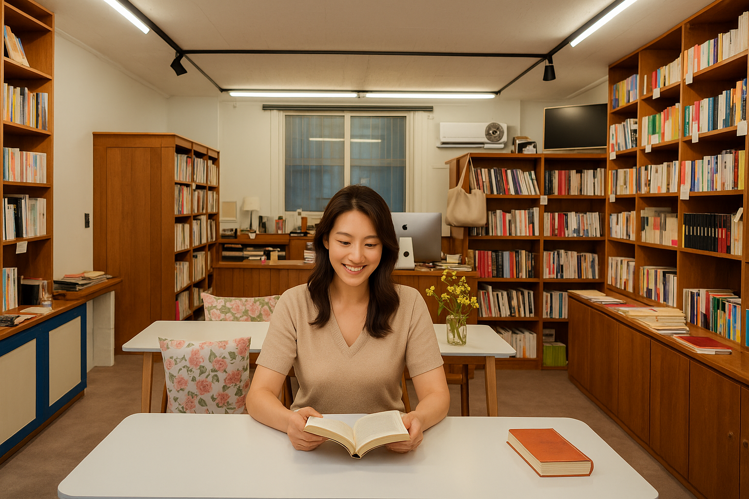 북카페에서 독서로 힐링중인 여성