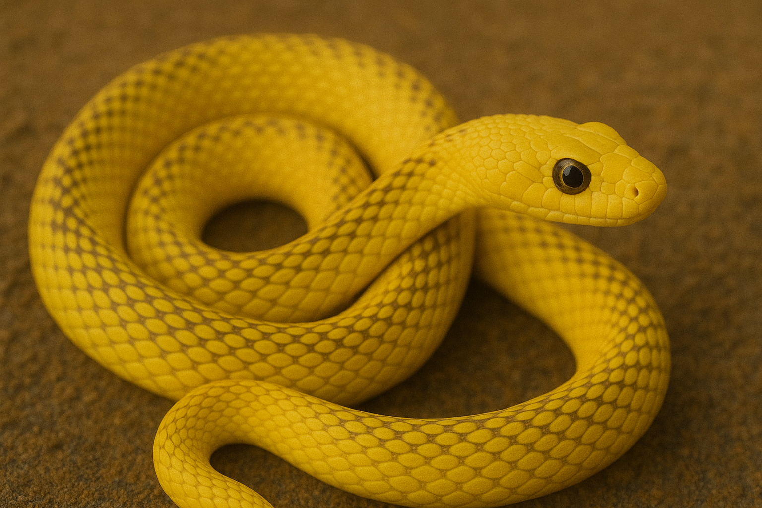 노란 뱀이 또아리 틀고 있는 모습