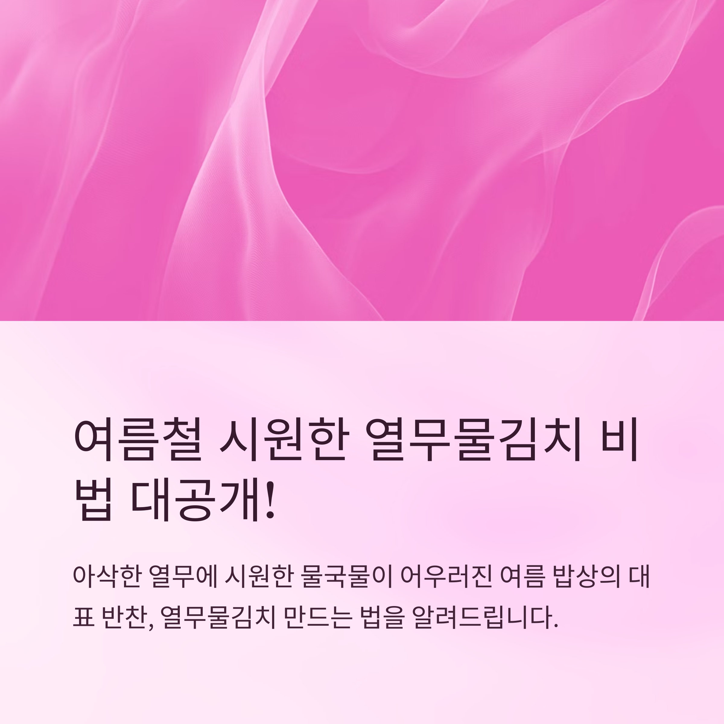 열무물김치담그는법 여름철 시원한 비법공개