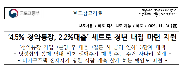 청년주택드림통장 보도자료