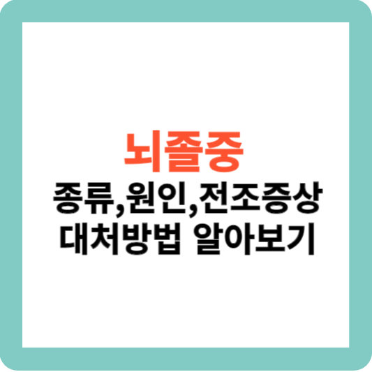 뇌졸증의 종류와원인 전조증상 대처방법