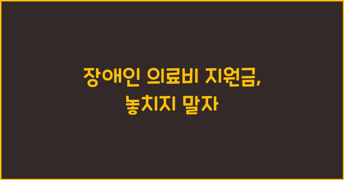 장애인 의료비 지원금