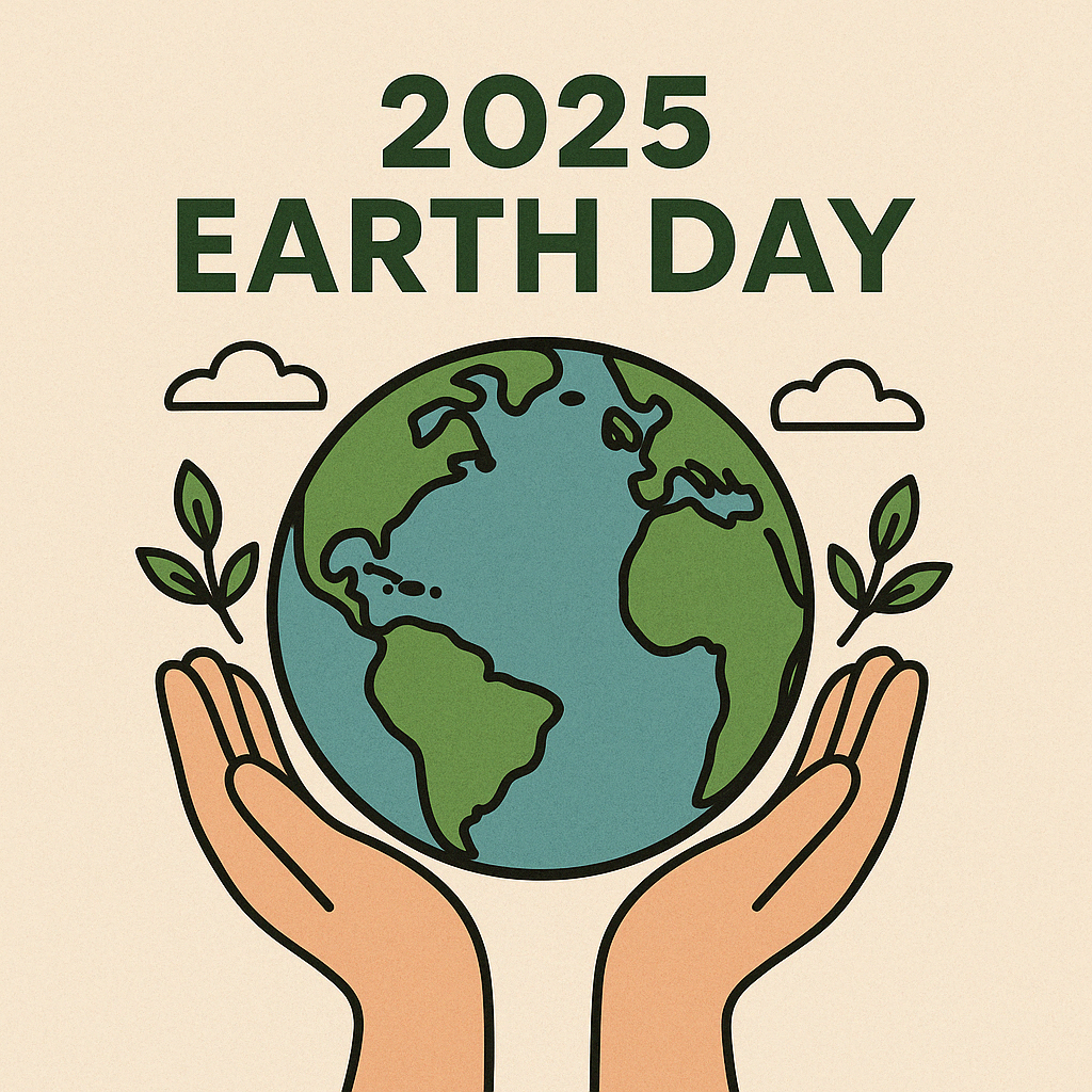 2025년 지구의날 양쪽 손에 지구본을 받치고 있는 이미지