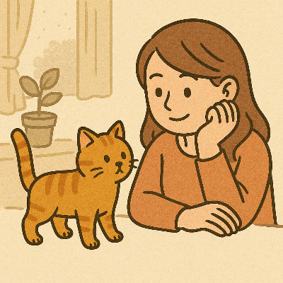 고양이를 관찰하는 집사