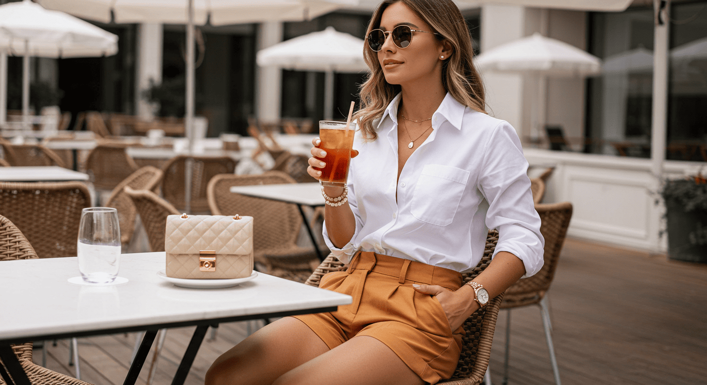 셔츠와 하프팬츠 패션